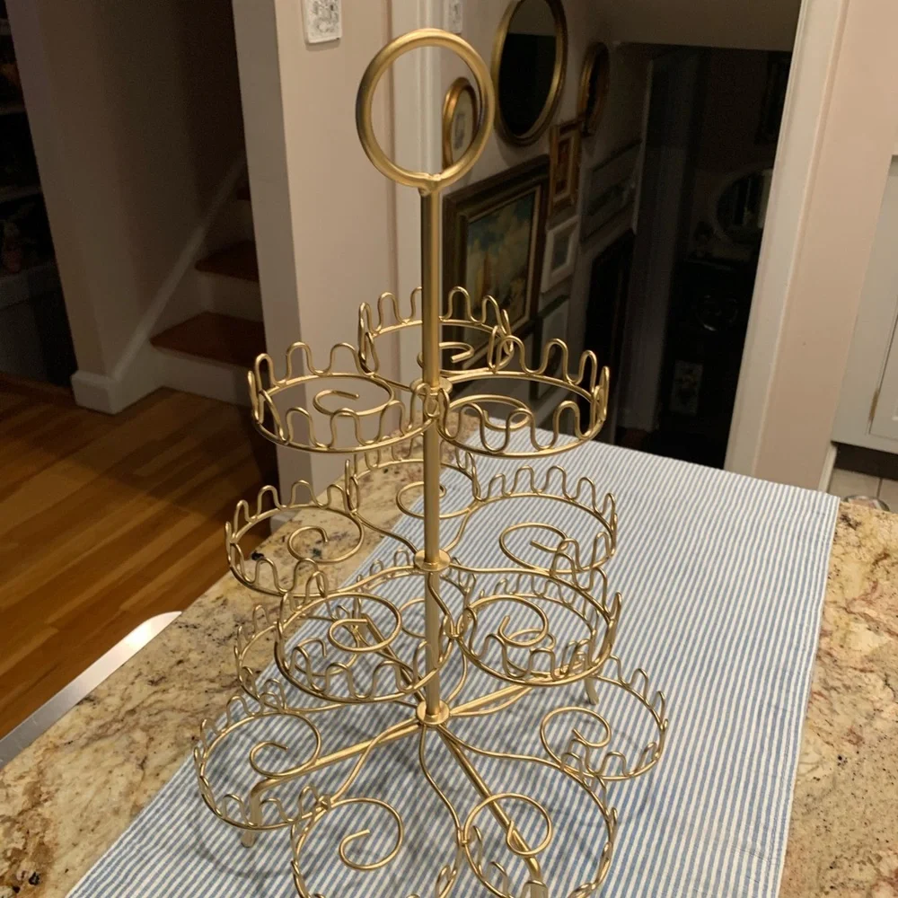 Vintage Gold Round 3 Tier Cupcake Stand or Muffin Holder